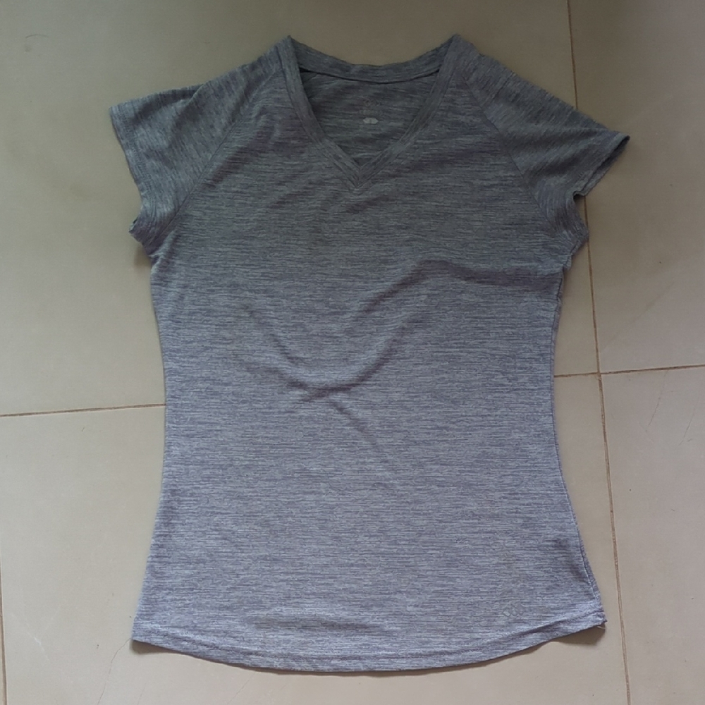 Gray V-Neck Women's Top